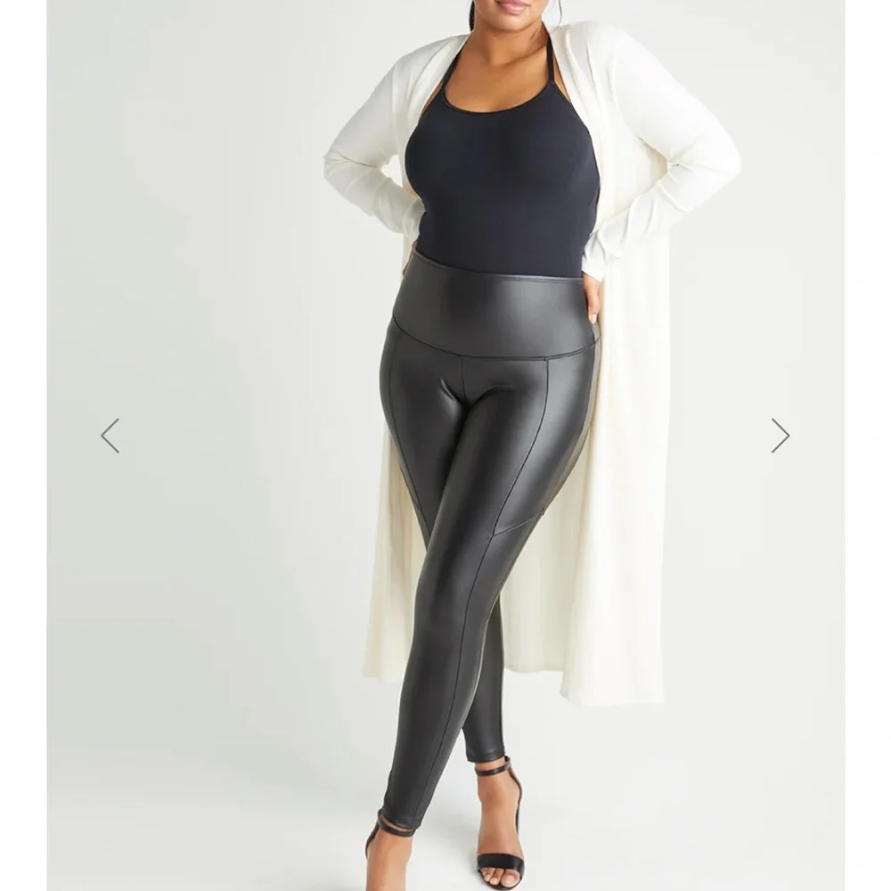 Yummie faux leather legging front & back seams 2X XXL new - Picture 2 of 6